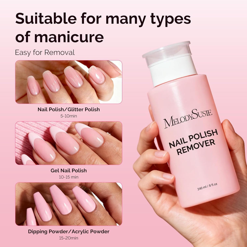 Acetone Nail Polish Remover, 240ML Professional Soak off Gel Nail Polish Remover with Aloe Scent, Quickly & Powerful Remover with Pump for Acrylic Dip Powder