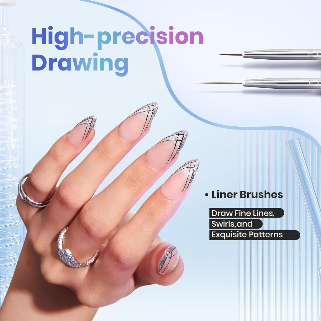 Beetles Gel Polish Nail Art Brushes, 6 Pcs Fingernail Art Design Pens | Wood Alloy Handle, Dotting Pen Clean up Liner French Nail Brush Set, DIY Manicure Tools Gift for Women